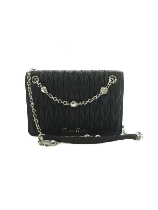 Miu Miu Handbags - Miu Miu 2-Way Matelasse Shoulder Bag Tote Flap Nappa Leather Quilted Black